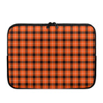 Orange Grey And White Plaid Print Laptop Sleeve