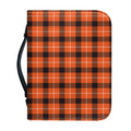 Orange Grey And White Plaid Print Leather Bible Cover
