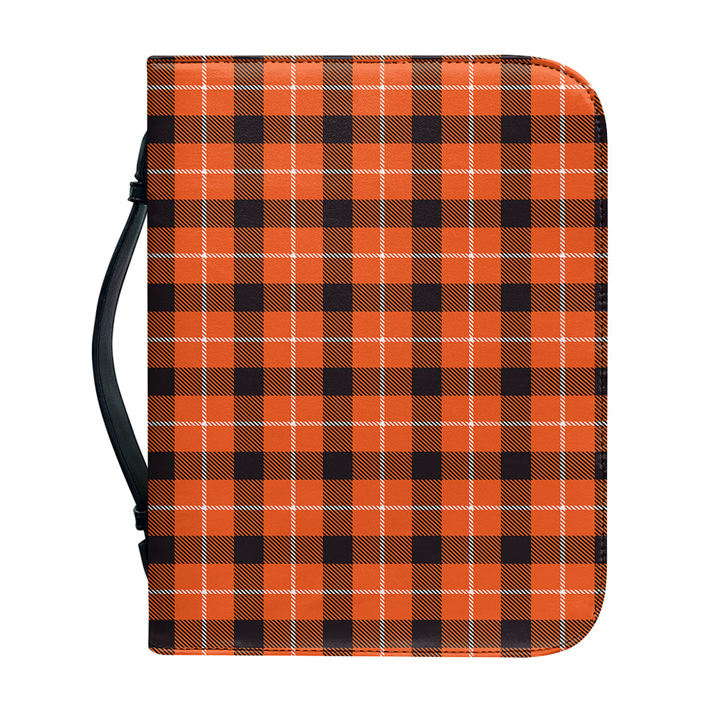 Orange Grey And White Plaid Print Leather Bible Cover