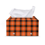 Orange Grey And White Plaid Print Leather Tissue Box Cover