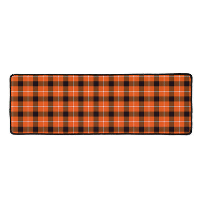 Orange Grey And White Plaid Print Long Kitchen Mat