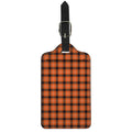 Orange Grey And White Plaid Print Luggage Tag