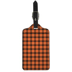 Orange Grey And White Plaid Print Luggage Tag