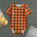 Orange Grey And White Plaid Print Men's Bodysuit