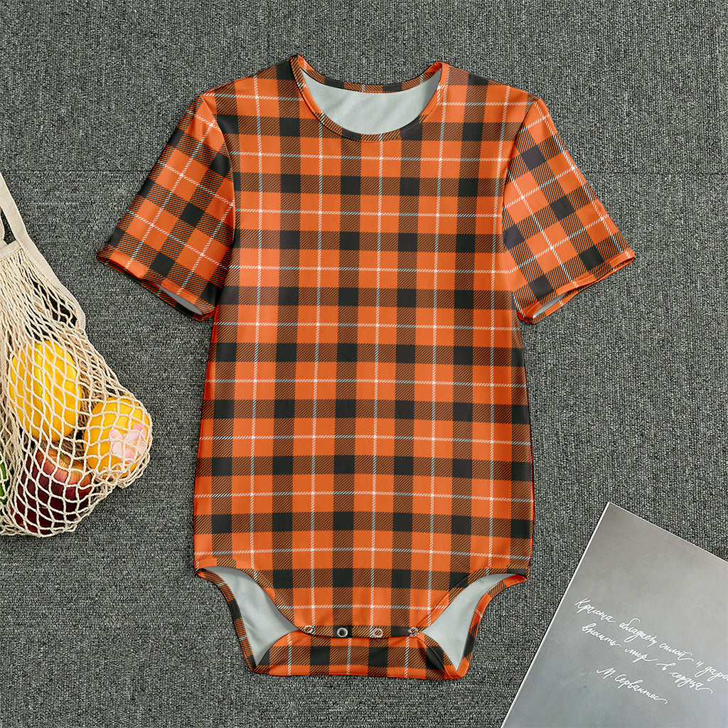 Orange Grey And White Plaid Print Men's Bodysuit