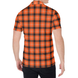 Orange Grey And White Plaid Print Men's Shirt