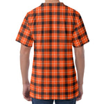 Orange Grey And White Plaid Print Men's Velvet T-Shirt