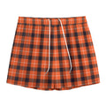 Orange Grey And White Plaid Print Mesh Shorts