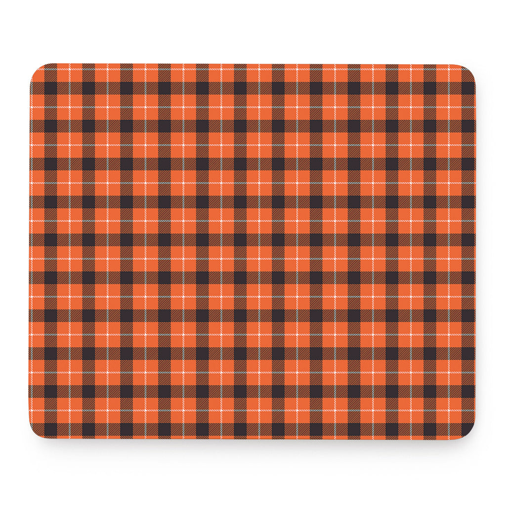 Orange Grey And White Plaid Print Mouse Pad