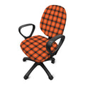 Orange Grey And White Plaid Print Office Chair Cover