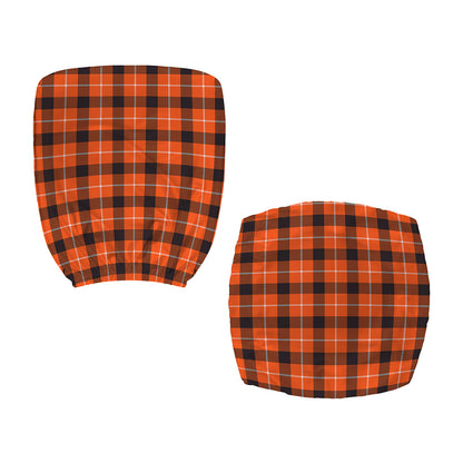 Orange Grey And White Plaid Print Office Chair Cover