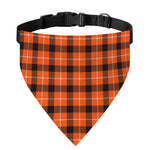 Orange Grey And White Plaid Print Over The Collar Dog Bandana