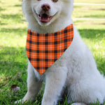 Orange Grey And White Plaid Print Over The Collar Dog Bandana