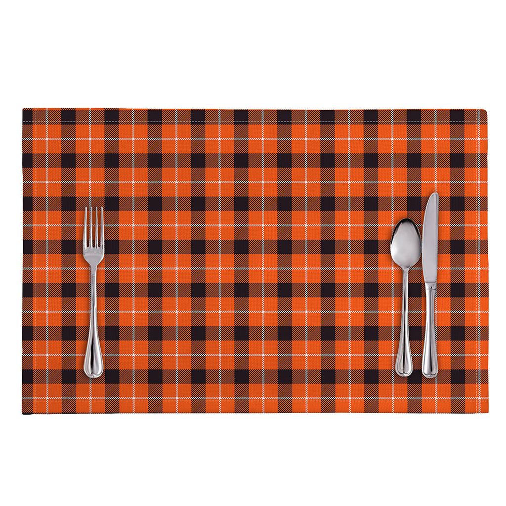 Orange Grey And White Plaid Print Placemat