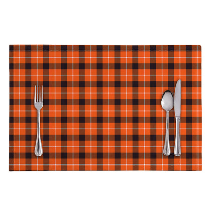 Orange Grey And White Plaid Print Placemat