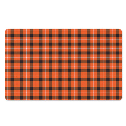 Orange Grey And White Plaid Print Polyester Doormat