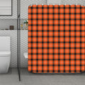 Orange Grey And White Plaid Print Polyester Shower Curtain