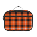 Orange Grey And White Plaid Print Portable Lunch Bag