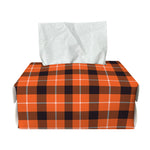 Orange Grey And White Plaid Print Rectangle Tissue Box Cover