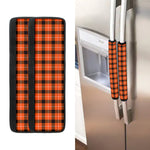 Orange Grey And White Plaid Print Refrigerator Handle Covers
