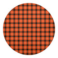 Orange Grey And White Plaid Print Round Blanket
