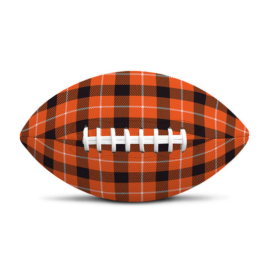 Orange Grey And White Plaid Print Rugby Ball