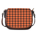 Orange Grey And White Plaid Print Saddle Bag