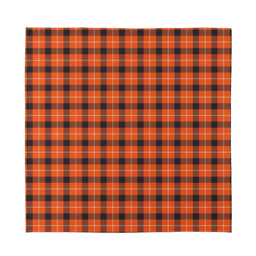 Orange Grey And White Plaid Print Silk Bandana