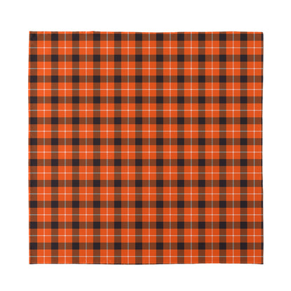 Orange Grey And White Plaid Print Silk Bandana