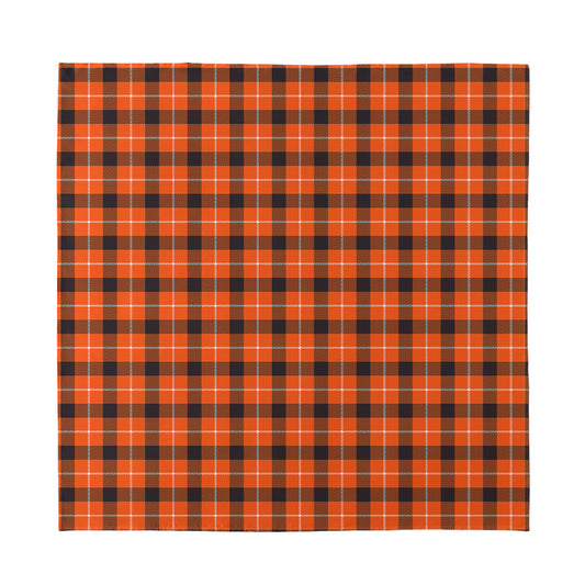 Orange Grey And White Plaid Print Silk Bandana