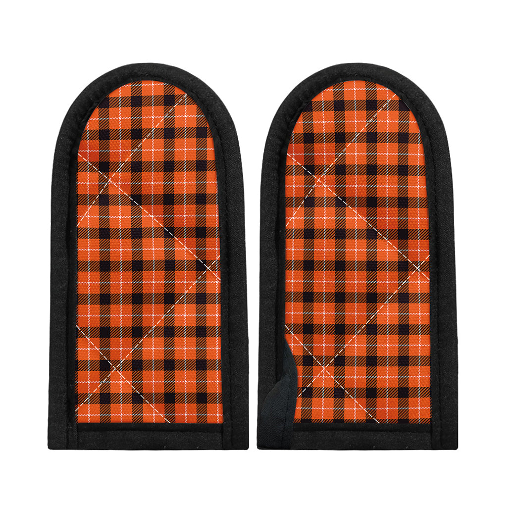 Orange Grey And White Plaid Print Skillet Handle Cover