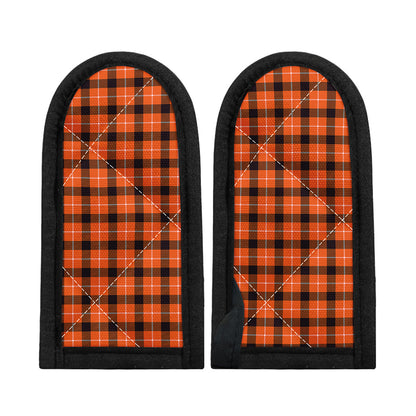 Orange Grey And White Plaid Print Skillet Handle Cover
