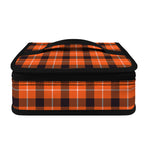 Orange Grey And White Plaid Print Small Lunch Bag
