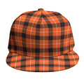 Orange Grey And White Plaid Print Snapback Cap