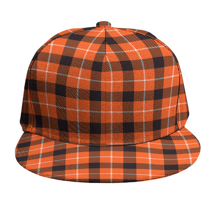 Orange Grey And White Plaid Print Snapback Cap