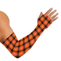 Orange Grey And White Plaid Print Sun Protection Arm Sleeves