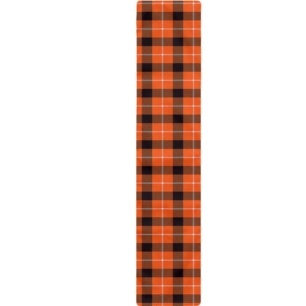 Orange Grey And White Plaid Print Table Runner