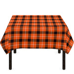 Orange Grey And White Plaid Print Tablecloth