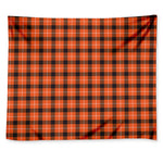 Orange Grey And White Plaid Print Tapestry