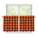 Orange Grey And White Plaid Print Tier Curtains