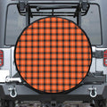 Orange Grey And White Plaid Print Tire Cover