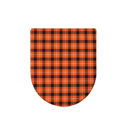 Orange Grey And White Plaid Print Toilet Lid Cover