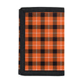 Orange Grey And White Plaid Print Trifold Wallet