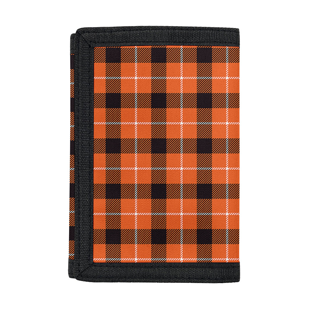 Orange Grey And White Plaid Print Trifold Wallet