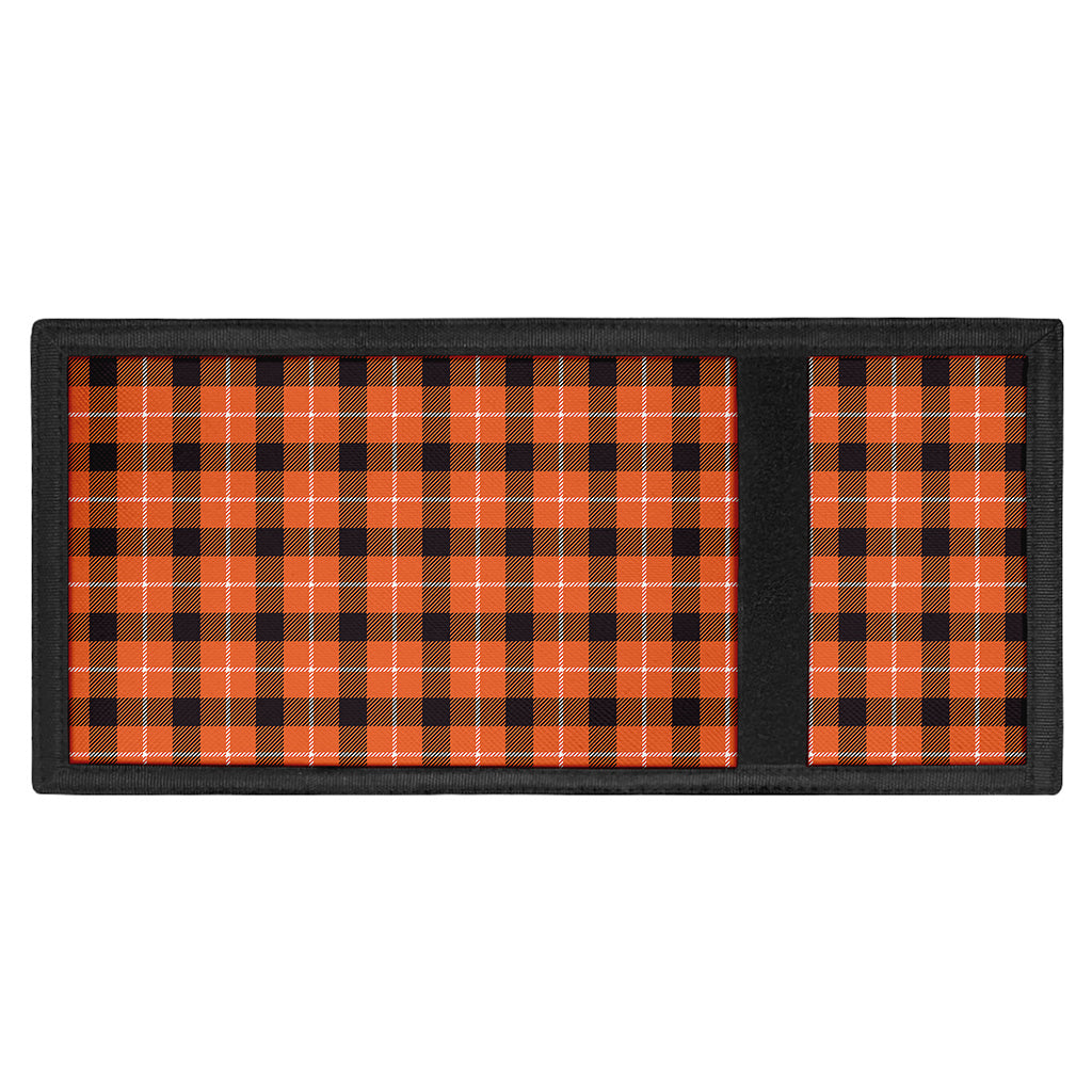Orange Grey And White Plaid Print Trifold Wallet