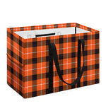 Orange Grey And White Plaid Print Utility Tote Bag