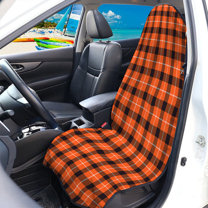 Orange Grey And White Plaid Print Waterproof Car Seat Cover