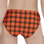 Orange Grey And White Plaid Print Women's Panties