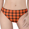 Orange Grey And White Plaid Print Women's Thong