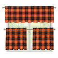 Orange Grey And White Tartan Print 3 Piece Kitchen Curtains